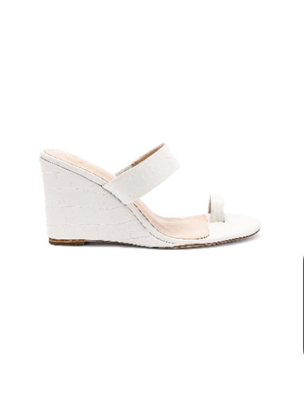 LPA: White Croc-Embossed Two-Strap Slide Heels - Size 6